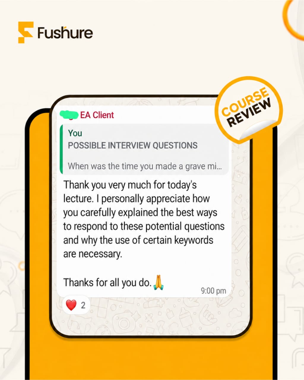 Participant thanking the team for interview question preparation
