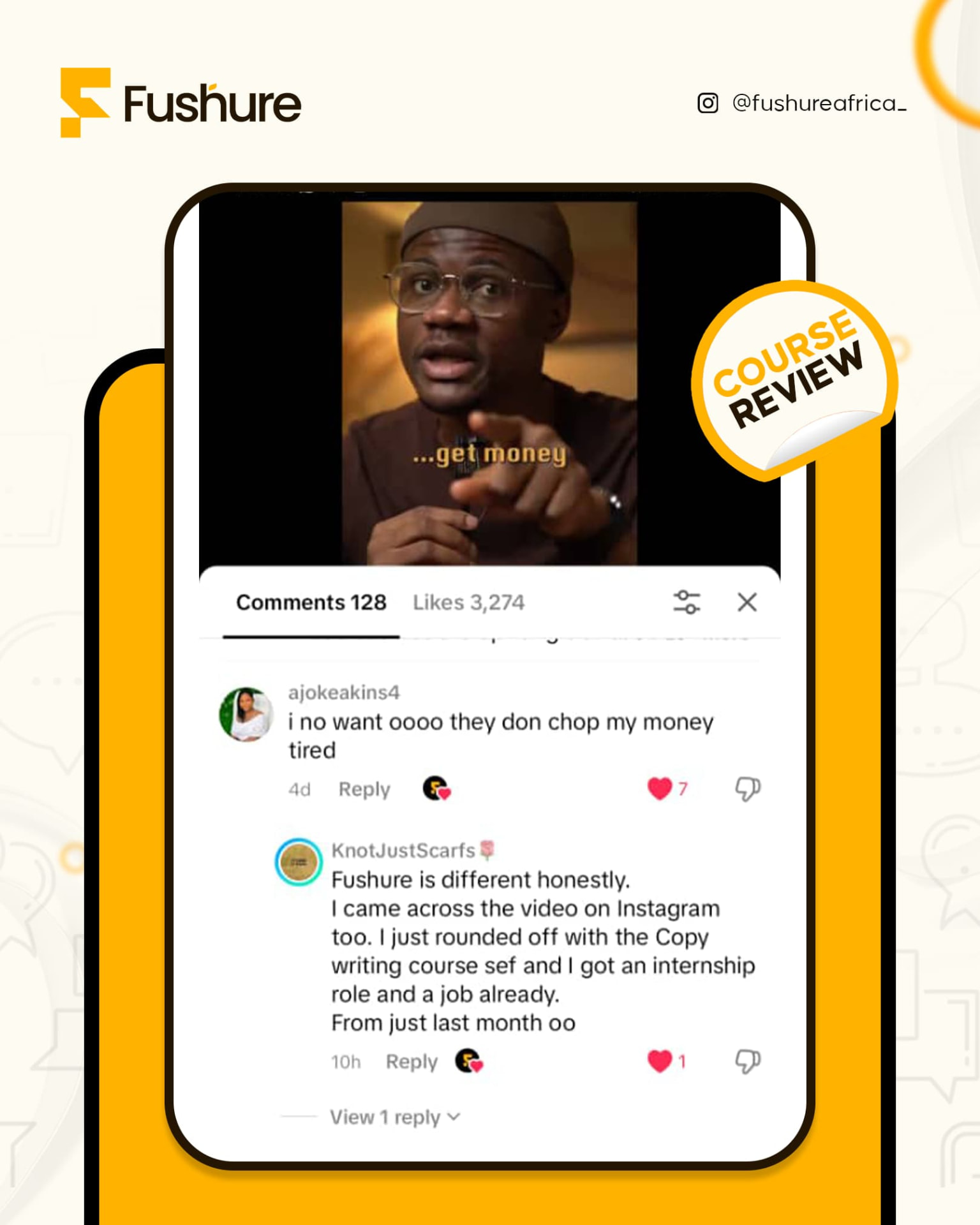 Social media comment praising the Fushure programme